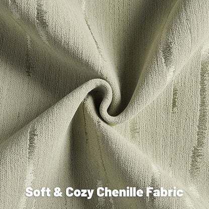 FUTEI Olive Green Chenille Decorative Throw Pillow Covers 24x24 Inch Set of 2,Soft Embossed Striped Textured European Cushion Case,Modern Home Decor for Couch Bed Living Room