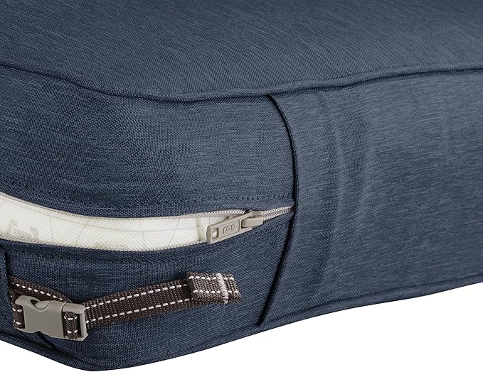 Classic Accessories Montlake Water-Resistant 25 x 25 x 5 Inch Square Outdoor Seat Cushion, Patio Furniture Chair Cushion, Heather Indigo Blue, Outdoor Cushion Cover