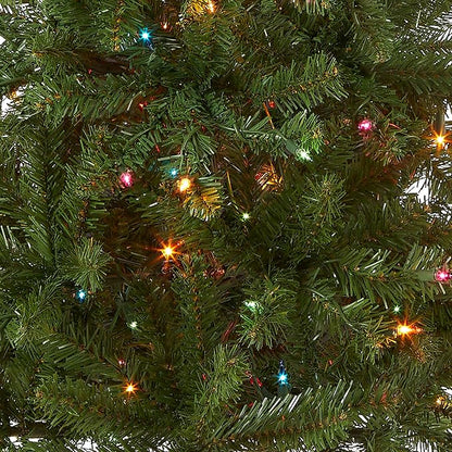 National Tree Company 4.5 ft Pre-Lit Kingswood Fir Slim Artificial Christmas Tree, 150 Multicolor Lights, 330 Tips, Includes Stand, Green
