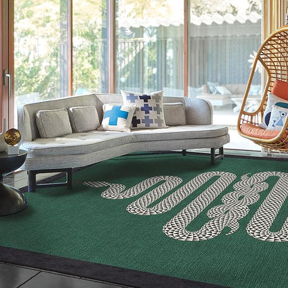 RUGGABLE x Jonathan Adler Machine Washable Modern Area Rug – Venom Emerald 8x10, Stain-Resistant, Non-Slip – Large Rugs for Living Room, Bedroom, Hallway, Entryway & Office–with Cushioned Pad