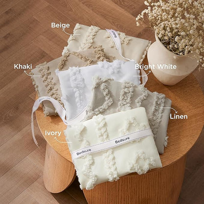 Bedsure Tufted Boho Comforter Set Oversized King - Khaki Boho Bed Set, GentleSoft™ 3 Pieces Farmhouse Shabby Chic Embroidery Bedding, Gifts for Woman, Soft Jacquard Comforter for All Seasons