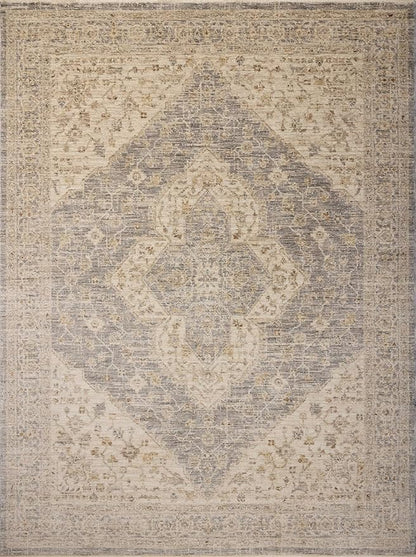 Loloi Magnolia Home by Joanna Gaines Junie Collection JUE-05 Denim/Natural 9'-6" x 9'-6", .38" Pile Height, Round Area Rug