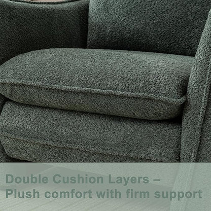 Oversized Armchair, Modern Accent Chair Upholstered in Soft Cloud Fabric with Plush Cushions – Comfy Lounge Chair for Reading Nook, Living Room, and Bedroom (Green, Set of 1)