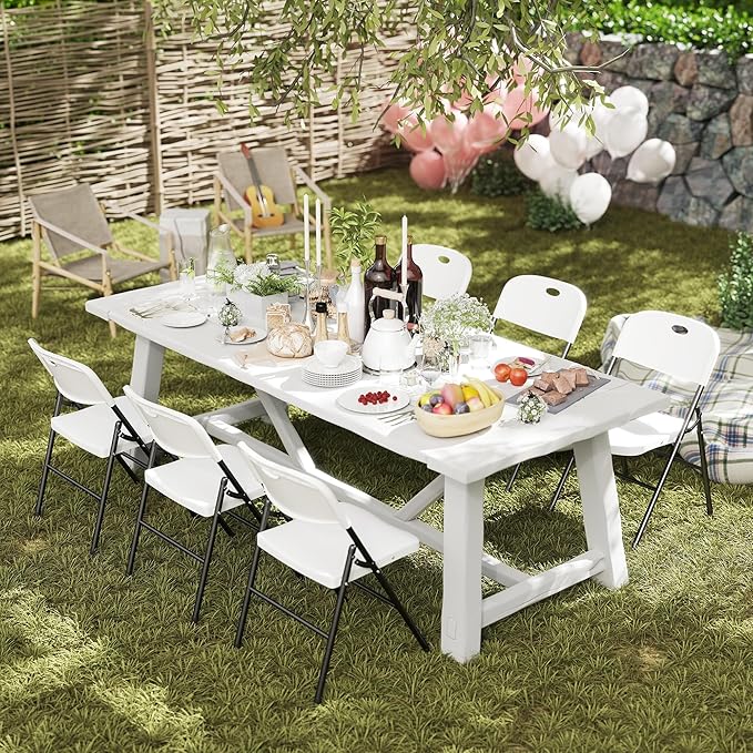 70 Pack Folding Chair, 800 Weight Limit Heavy Duty Plastic Folding Chair Portable Seating for Indoor Outdoor Events, Wedding, Party, Restaurant, Meeting Room White