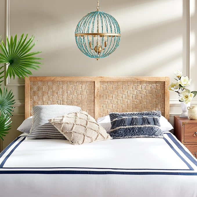 SAFAVIEH Home Collection Halvor Natural Rattan Solid Wood Queen Size Headboard