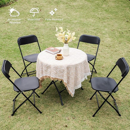 Allpop 6 Pack Plastic Folding Chair, 300lb Capacity, Portable Commercial Chair with Steel Frame for Home Office Wedding Party Indoor Outdoor Events, Stackable, Black