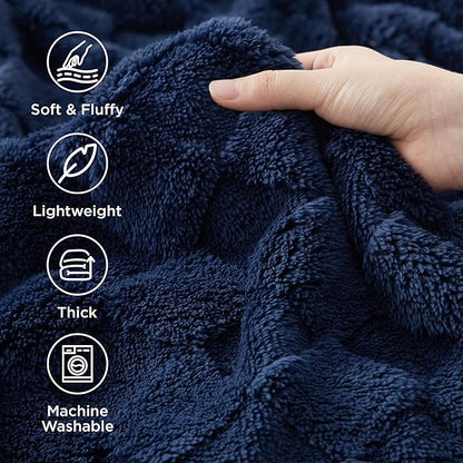 Bedsure GentleSoft Twin Blanket for Bed Navy Blue - Super Soft Cozy Blankets for Women Men Girls, Cute Fuzzy Fleece Throws for Bedroom Couch, 60x80 Inches