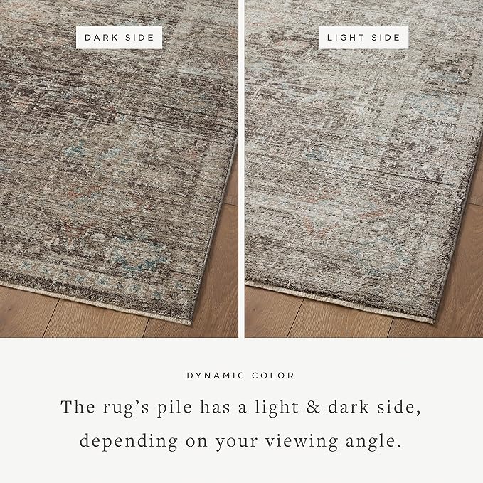 Loloi Magnolia Home by Joanna Gaines Millie Collection MIE-03 Charcoal/Dove 7'-10" x 7'-10", .25" Pile Height, Round Area Rug
