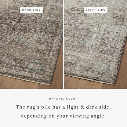 Loloi Magnolia Home by Joanna Gaines Millie Collection MIE-03 Charcoal/Dove 9'-6" x 9'-6", .25" Pile Height, Round Area Rug