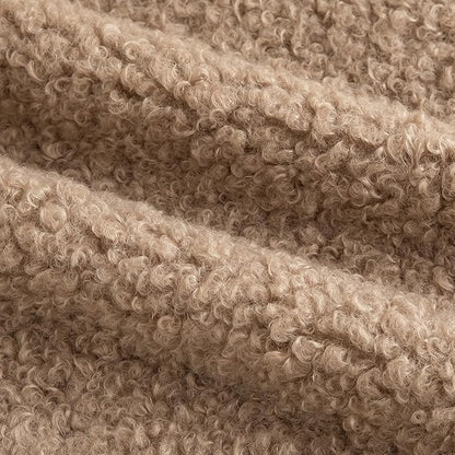 Pack of 2 Curly Teddy Wool Faux Fur Throw Pillow Covers Fuzzy Accent Soft Sherpa Pillowcases Sheepskin Fleece Decorative Cushion Case for Sofa Couch Living Room 22x22 Inch Khaki