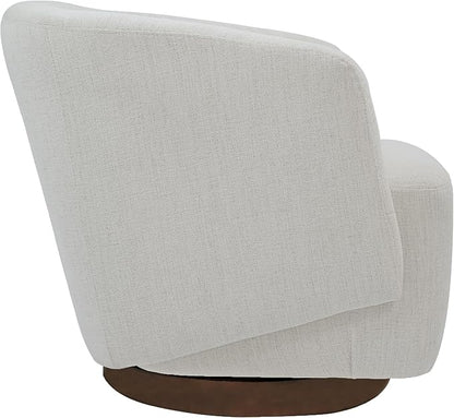MINCETA Accent Chair,Modern Swivel Chairs for Living Room and Bedroom Reading with Wood Base,Performance Fabric in Ivory