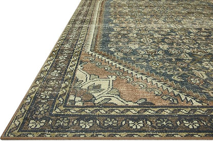 Loloi Magnolia Home by Joanna Gaines Banks Collection BAN-02 Denim/Clay 7'-6" x 9'-6", .13" Pile Height, Machine Washable, Area Rug