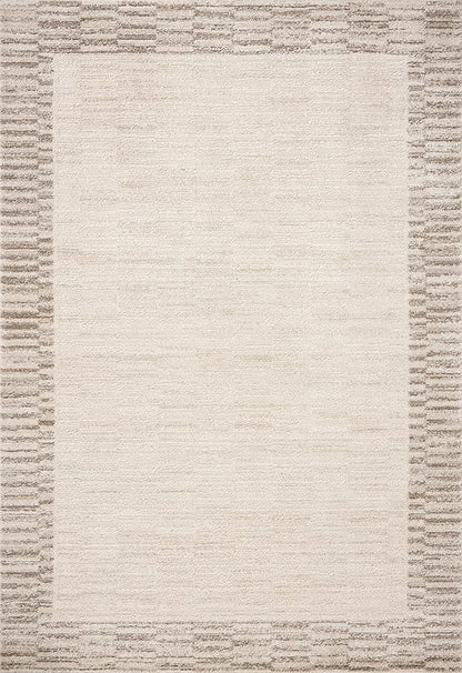 Loloi Chris Loves Julia Calvin Collection CLV-04 Ivory/Pebble 7'-10" x 10' Area Rug Checkered Neutral Soft Living Room Bedroom Carpet