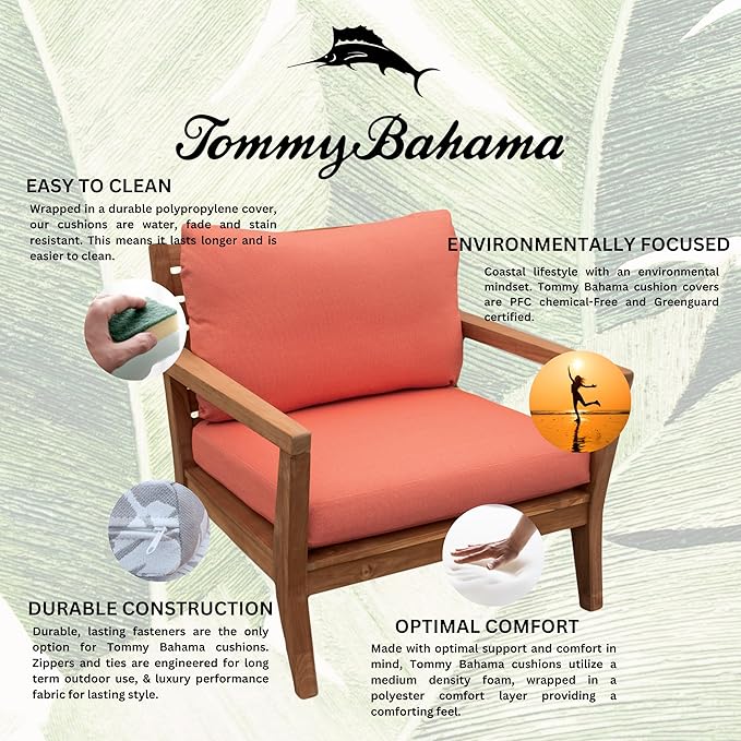 Tommy Bahama Deep Seating Lounge Cushion, 24" X 24" X 4", Bamboo Bay Mango