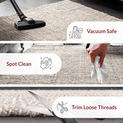 nuLOOM Ashli Solid Farmhouse Jute Area Rug, 6x9, Off-White