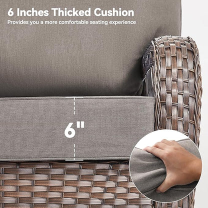 Luxury 6" Outdoor Cushions for Patio Furniture, 24x24x6 Thick Seat Cushion Set, Fade Resistant Couch Chair Replacement Cushions High Density Deep Wicker Chair Cushion with Removable Cover Gray