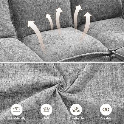 30" Cloud Modular Single Sofa Chair with Storage Ottoman, Modern Upholstered Accent Chair with Storage, Chenille Reading Lounge Armchair for Living Room, Bedroom, Small Space, Light Grey
