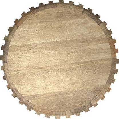 SIMPLIHOME Lyall End Table - 16 inch Wide Solid Mango Wood Round Accent Table with Fluted Sides in Natural, Contemporary Nightstand or Lamp Stand for Living Room or Bedroom, Assembled