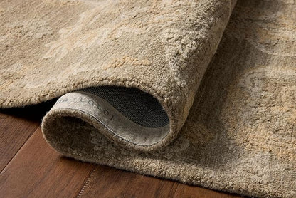 Loloi Chris Loves Julia Dorothea Collection DRT-01 Oak/Natural 11'-6" x 15' Area Rug Wool Neutral Floral Living Room Bedroom Carpet