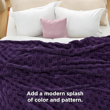 Bedsure GentleSoft Blankets Queen Size for Bed - Super Soft Cozy Blanket for Women Men Girls, Large Fuzzy Fleece Throw for Bedroom Decor, Purple, 90x90 Inches