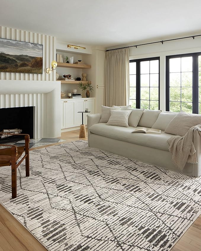 Loloi Kamala Collection KAM-02 Charcoal/Dove 2'-7" x 8'-0" Runner Rug