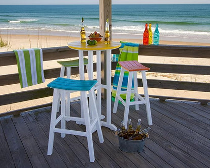 POLYWOOD 2012-FWHTA Contempo Bar Height Saddle Seat Barstool, White Frame, Tangerine