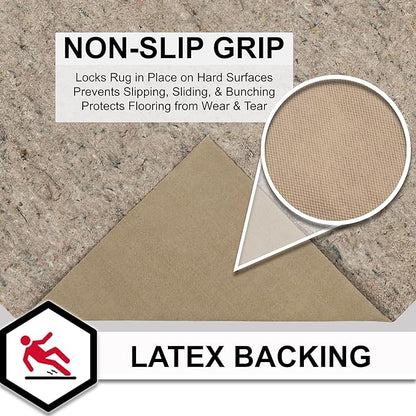 Mohawk Home 7' x 10' Non Slip Grip Rug Pad 1/2" Thick Dual Surface Felt Cushion + Rubber Gripper - Safe for All Floors