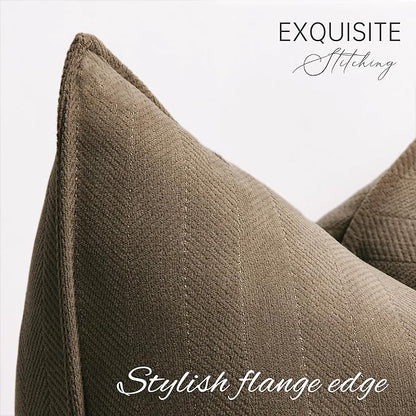 ZWJD Brown Pillow Covers 20x20 Set of 2 Chenille Throw Pillow Covers with Elegant Design Soft and Luxurious Decorative Throw Pillows for Couch, Bed, and Home Decor