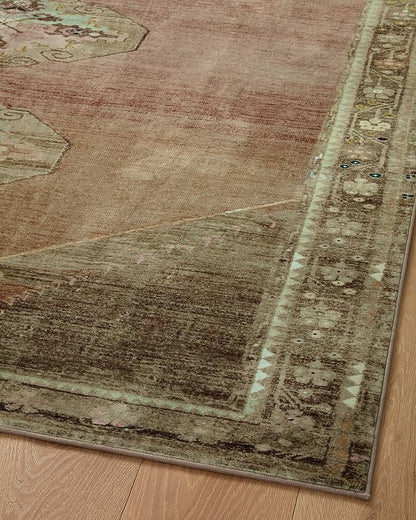 Loloi Magnolia Home by Joanna Gaines Sinclair Collection SIN-06 Clay/Tobacco 5'-0" x 7'-0", .25" Pile Height, Machine Washable, Area Rug
