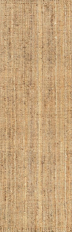 nuLOOM Ashli Solid Farmhouse Jute Runner Rug, 2' 6" x 10', Natural