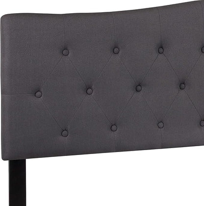 EMMA + OLIVER Tufted Upholstered King Size Headboard in Dark Gray Fabric