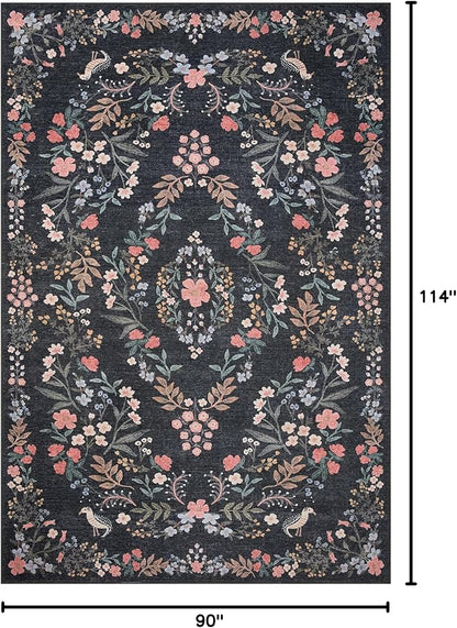 Loloi Rifle Paper Co. Maison Collection MAO-04 Tuileries Black 7'-6" x 9'-6", .19" Pile Height, Area Rug