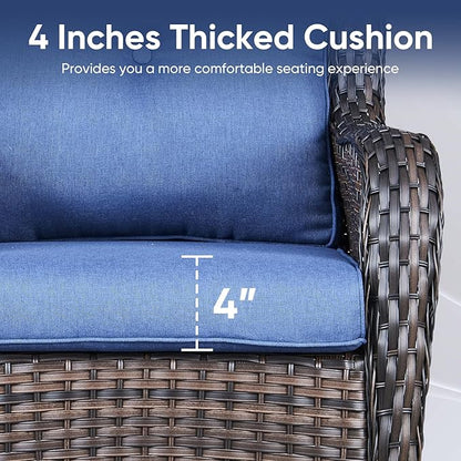 9-Piece Outdoor Patio Cushion Set - Fade & Water Resistant with Removable Olefin Cover, 22x24x4 Inch Memory Foam Cushions for Wicker Sectional Sofa – Blue/Buckle