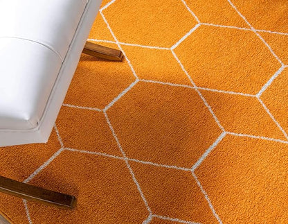 Unique Loom Trellis Frieze Collection Area Rug - Geometric (6' 1" x 9', Orange/ Ivory)