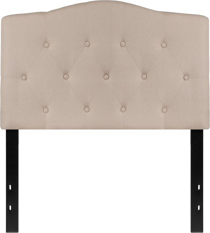 BizChair Tufted Upholstered Twin Size Headboard in Beige Fabric