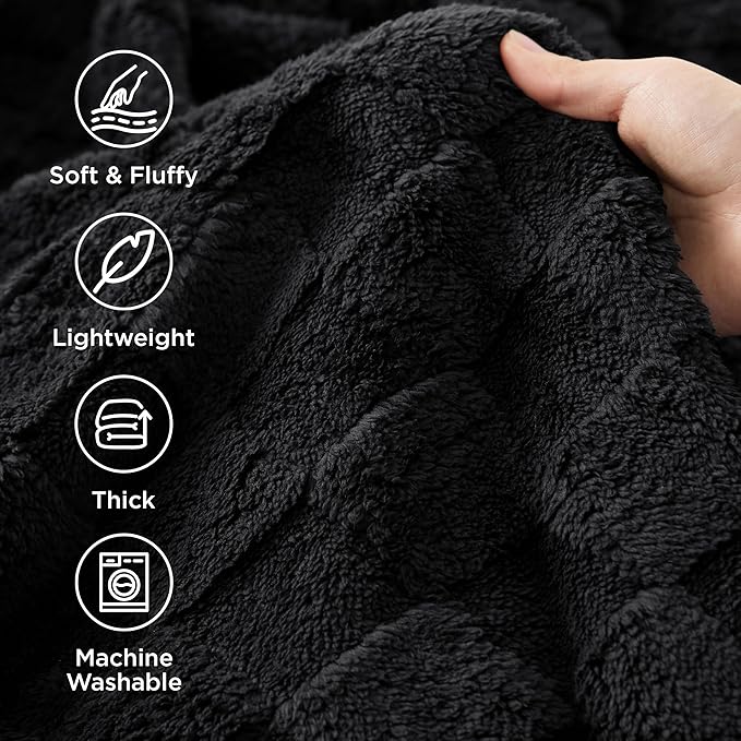 Bedsure GentleSoft Black Throw Blanket for Couch - Super Soft Cozy Blankets Gifts for Women Men Girls, Cute Small Fleece Throws for Bedroom Home Decor, 50x70 Inches