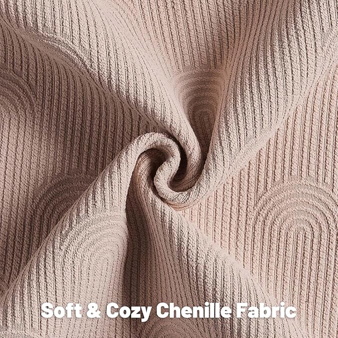 FUTEI Pink Chenille Decorative Throw Pillow Covers 24x24 Inch Set of 2,Soft Cozy Striped Geometric Patterns European Cushion Case,Modern Home Decor for Couch Bed Living Room
