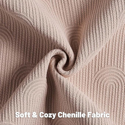 FUTEI Pink Chenille Decorative Throw Pillow Covers 16x16 Inch Set of 2,Soft Cozy Striped Geometric Patterns Cushion Case,Modern Home Decor for Couch Bed Living Room