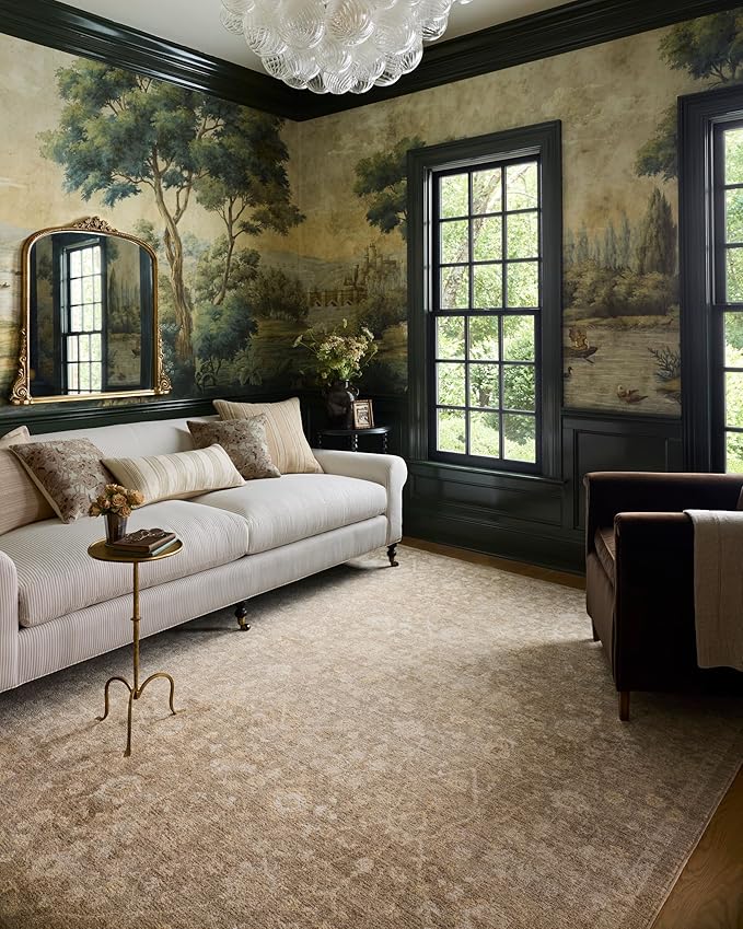 Loloi Chris Loves Julia Palma Collection PLM-01 Bark/Natural 9'-6" x 13'-1" Area Rug Vintage Style Boho Living Room Bedroom Carpet