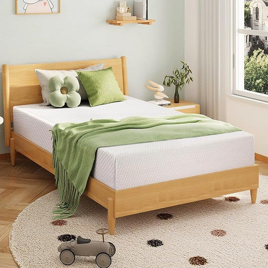 EGOHOME Twin Size Memory Foam Mattress, 12 Inch Bed Mattress in a Box with Cooling Green Tea Gel, Relieve Pressure with Medium Support, CertiPUR-US Certified, 75''L x 38''W, White