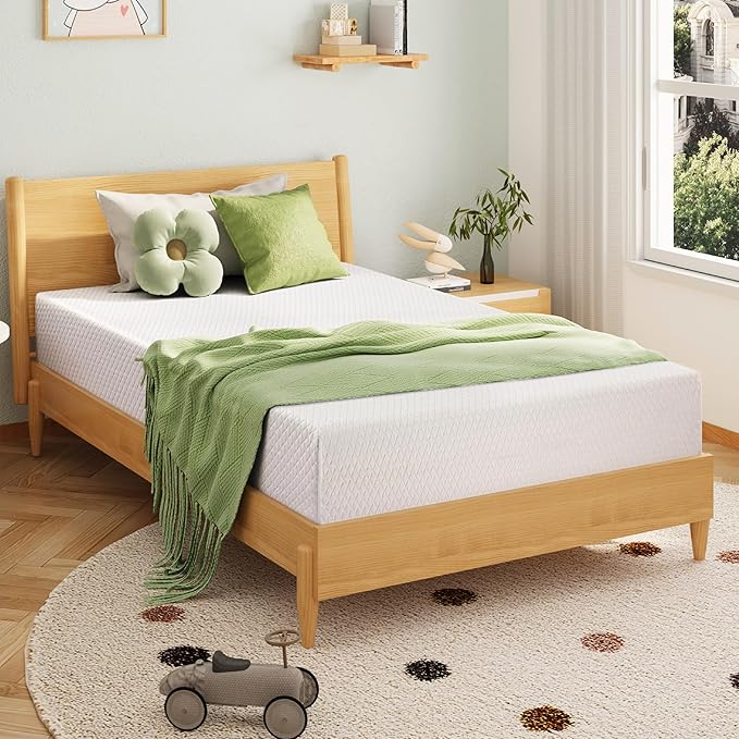 EGOHOME 8 Inch Queen Mattress, Memory Foam Mattress in a Box with Cooling Green Tea Gel, Relieve Pressure with Medium Firm Support, CertiPUR-US Certified, 80''L x 60''W, White