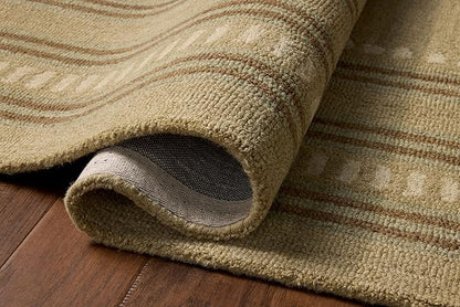 Loloi Chris Loves Julia Alfie Collection ALF-04 Green/Natural 7'-9" x 9'-9" Area Rug Wool Neutral Living Bedroom Dining Carpet