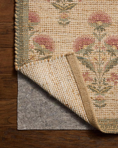 Loloi Chris Loves Julia Rue Collection RUE-01 Sage/Blush 8'-6" x 11'-6" Area Rug Jute Neutral Floral Living Room Bedroom Rug