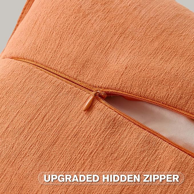 FUTEI Orange Chenille Throw Pillow Covers 20x20 Inch Set of 2,Edges Double-Stitched Cushion Cases,Modern Home Decor for Couch Living Room