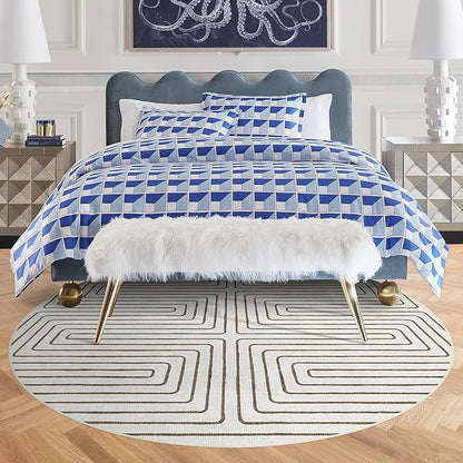 RUGGABLE x Jonathan Adler Machine Washable Area Rug – Labyrinth Camel/Ivory 6 ft Round, Stain-Resistant, Non-Slip – Medium Rugs for Living Room, Bedroom, Hallway, Entryway & Office–with Cushioned Pad