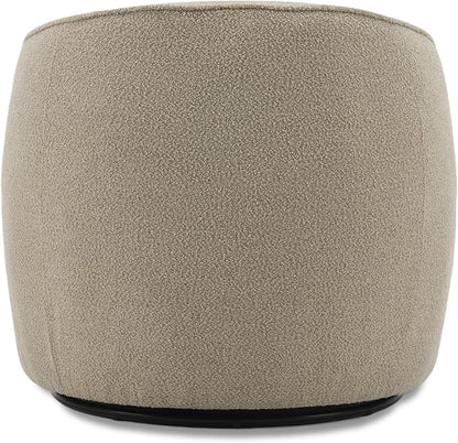 Swivel Accent Chair Set, Modern Upholstered Boucle Barrel Arm Chairs with Pillow for Living Room, 360 Degree Round Swivel Sherpa Armchair with Round Base for Bedroom Club (2, Light Brown)