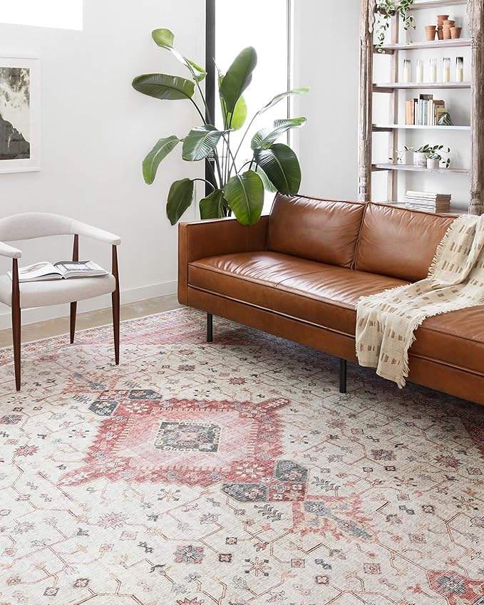 Loloi Skye Collection SKY-02 Ivory/Berry 2'-6" x 12'-0" Runner Rug