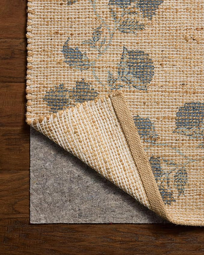 Loloi Chris Loves Julia Rue Collection RUE-05 Natural/Denim 5'-0" x 7'-6" Area Rug Jute Neutral Floral Living Room Bedroom Rug