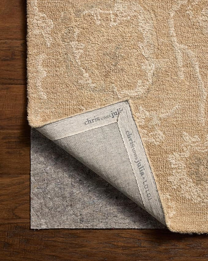 Loloi Chris Loves Julia Dorothea Collection DRT-01 Sand/Pebble 7'-9" x 9'-9" Area Rug Wool Neutral Floral Living Room Bedroom Carpet