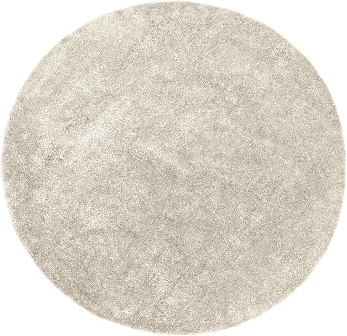 nuLOOM 6' Round Cozy Plush SuperiorWash Area Rug, Machine Washable, Non-Slip, Soft Fluffy Shag Carpet for Living Room Bedroom Kids Room Nursery Home Decor, Loni Cream